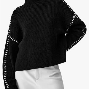 Black Sweater with White Accents
